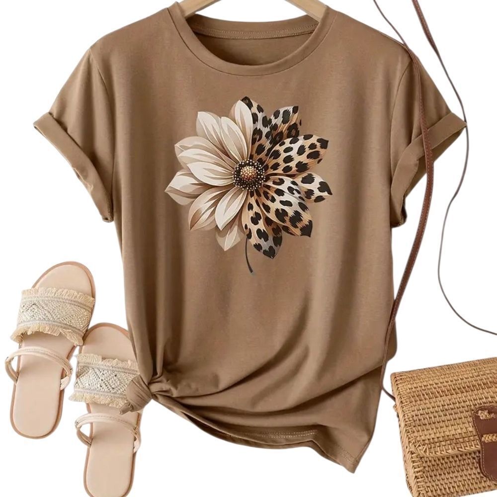 Zara Brown Floral Short Sleeve Tee